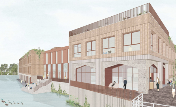 Xplore nieuwbouw vanaf brug Elzenhagensingel