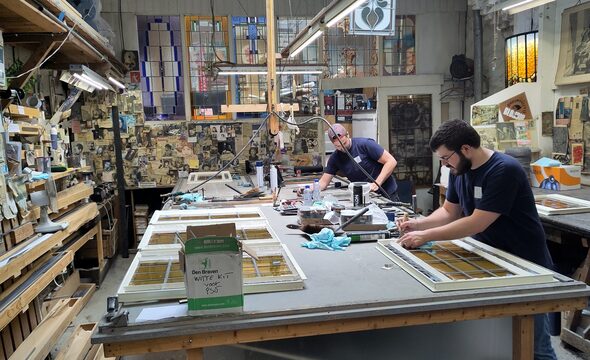 glas in lood bij restaurateur